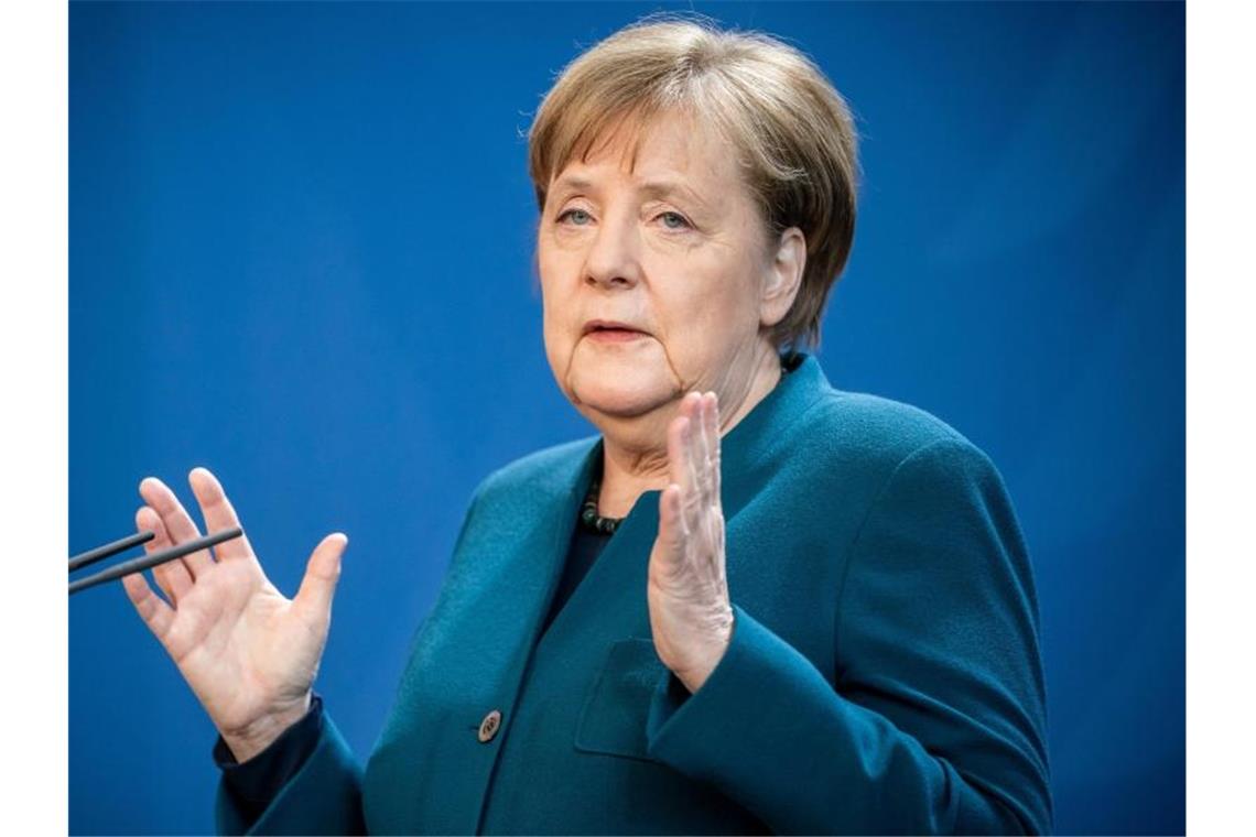 Bundeskanzlerin Angela Merkel (CDU), spricht über weitere Maßnahmen gegen die Ausbreitung des Coronavirus. Foto: Michael Kappeler/dpa-POOL/dpa