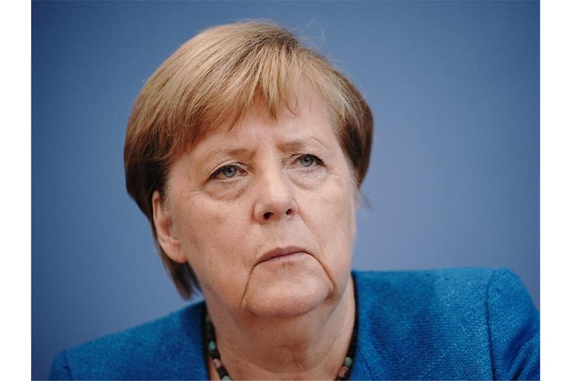 Bundeskanzlerin Angela Merkel in der Bundespressekonferenz. Foto: Michael Kappeler/dpa-Pool/dpa