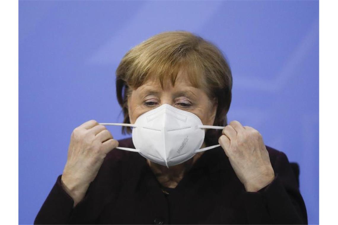 Lockdown-Verlängerung um drei weitere Wochen Bundeskanzlerin Angela Merkel will alles tun, um nicht in eine „Wellenbewegung hoch und runter, auf und zu“ zu kommen. Foto: Markus Schreiber/AP/dpa