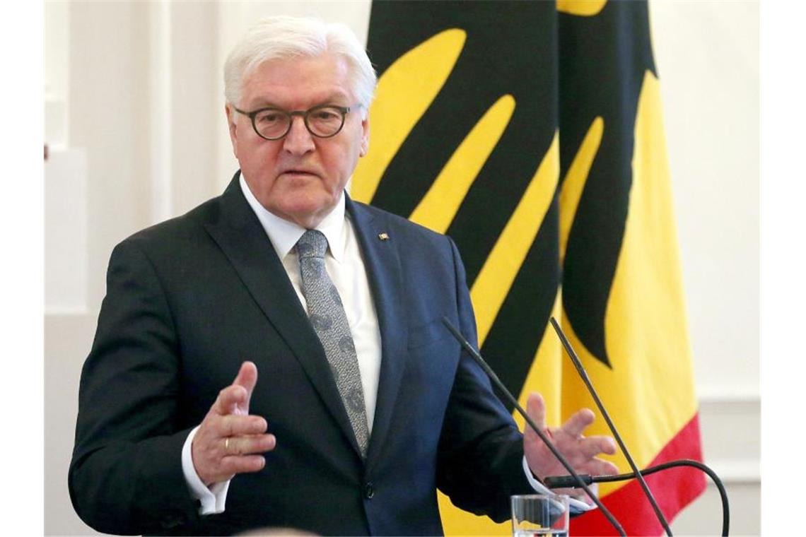 Bundespräsident Frank-Walter Steinmeier hält eine Rede. Foto: Wolfgang Kumm/dpa