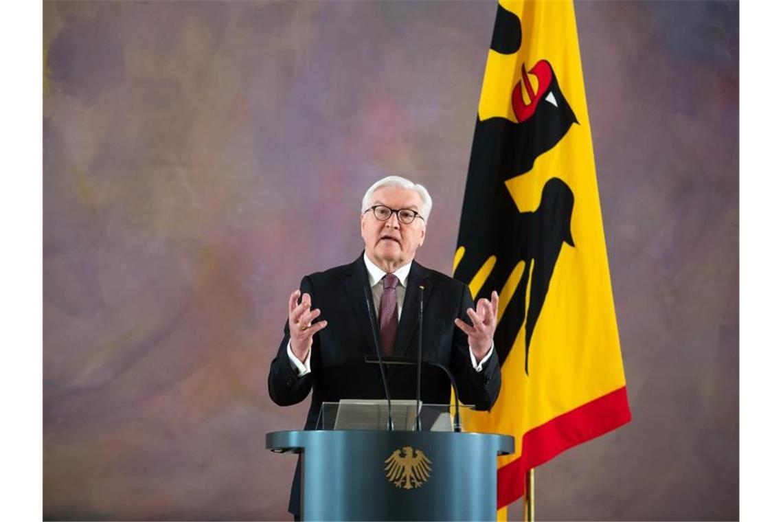 Bundespräsident Steimeier während einer Pressekonferenz im Schloss Bellevue. Foto: Bernd von Jutrczenka/dpa