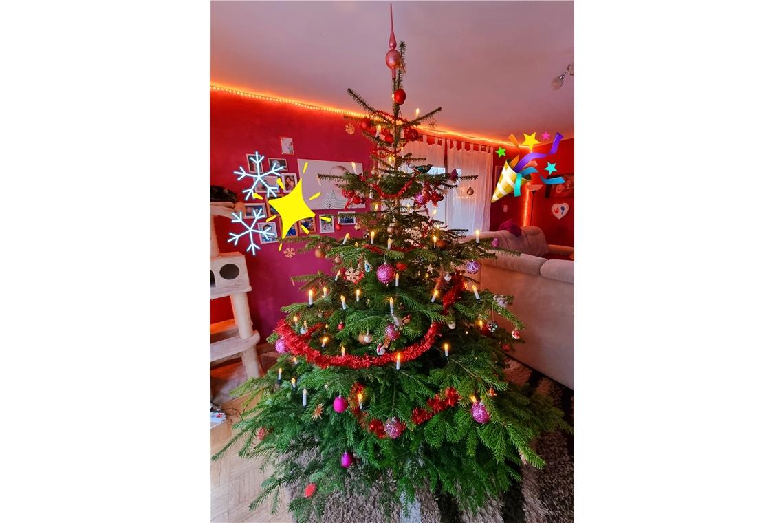 Bunt geschmückter Weihnachtsbaum.