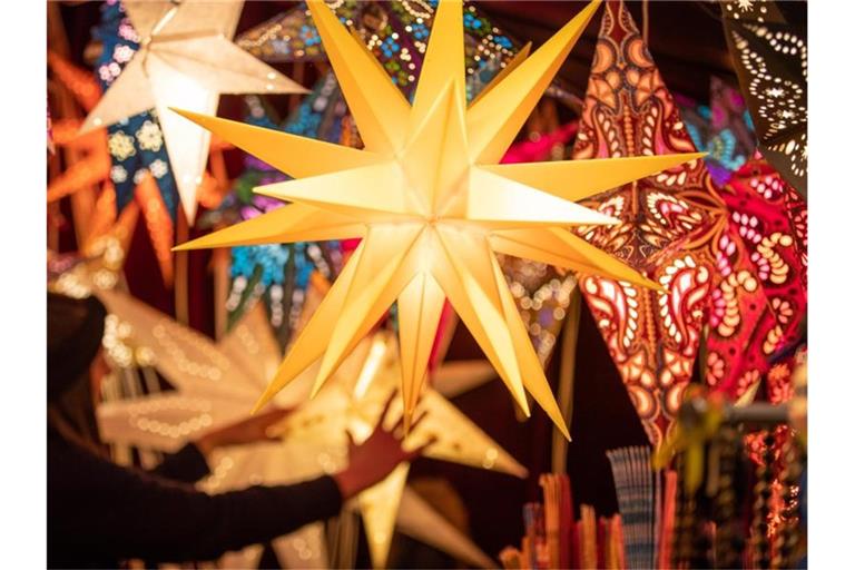 Bunte Weihnachtssterne. Foto: Friso Gentsch/dpa