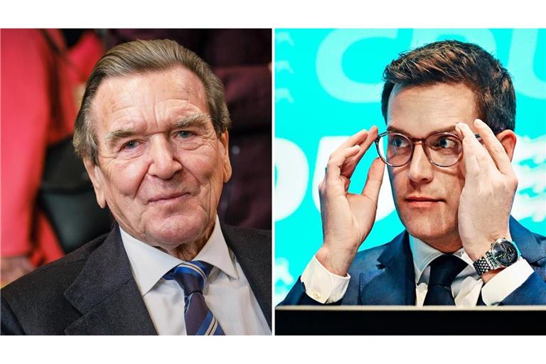 CDU-Spitzenkandidat Manuel Hagel berichtete detailreich von einer Begegnung mit Altkanzler Schröder – erst  vor ein paar Wochen, dann vor einigen Jahren.