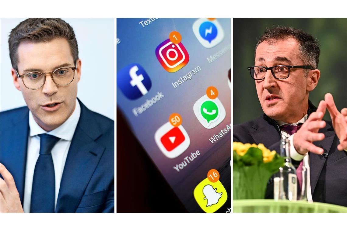 CDU-Spitzenkandidat Manuel Hagel ist gegen ein Social-Media-Verbot, sein Konkrahent Cem Özdemir von den Grünen dafür.