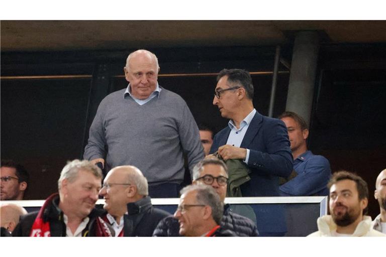 Cem Özdemir – ausnahmsweise ohne Schaal, aber mit Dieter Hoeneß – am Donnerstagabend auf der Haupttribüne.