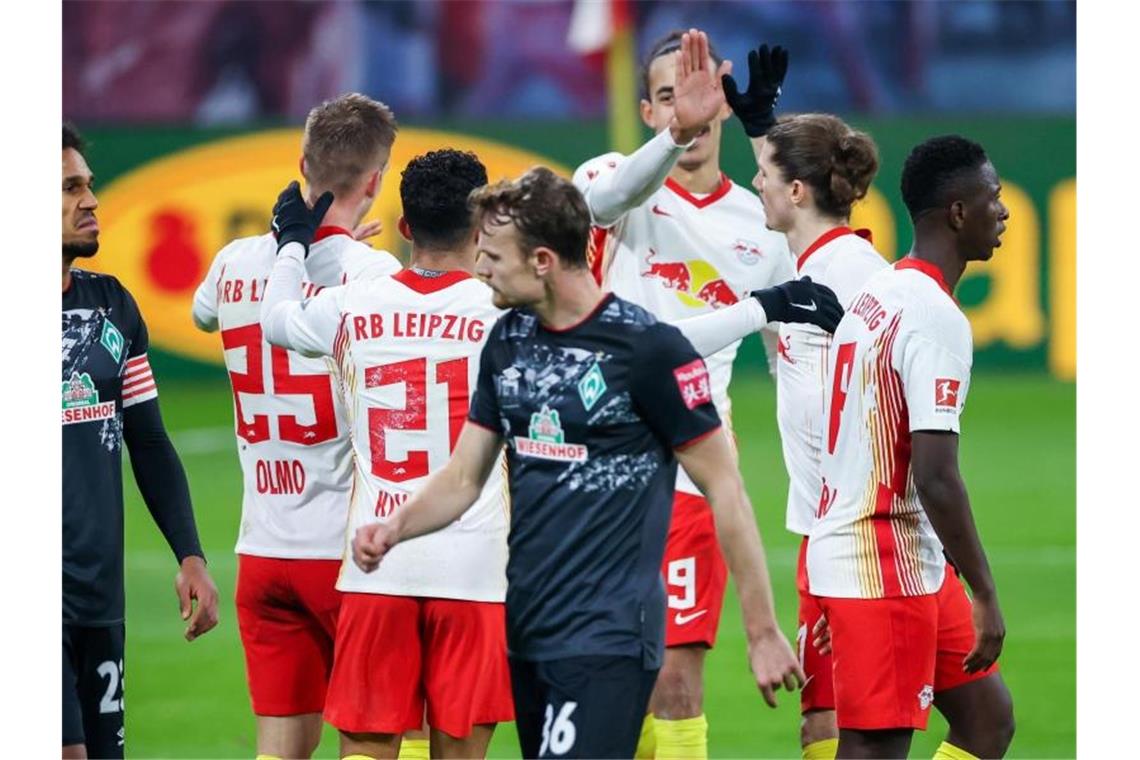 Champions-League-Achtelfinalist Leipzig setzte sich souverän gegen Werder Bremen durch. Foto: Jan Woitas/dpa-Zentralbild/dpa