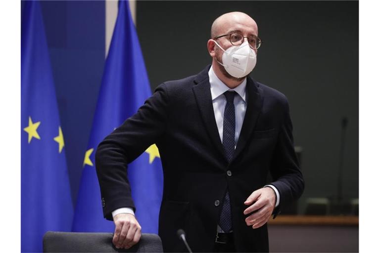 Charles Michel, Präsident des Europäischen Rates, beim EU-Sondergipfel zur Corona-Pandemie Ende Februar. Foto: Olivier Hoslet/Pool EPA/AP/dpa