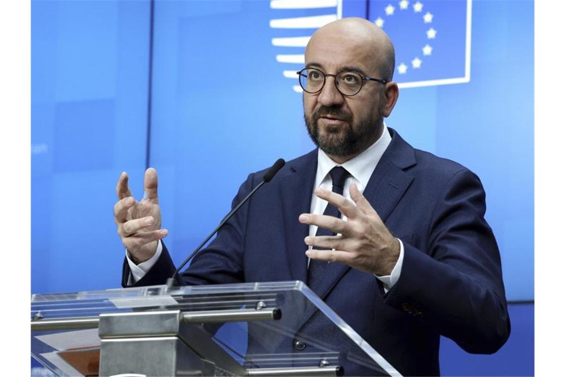 EU-Ratspräsident sieht Forderung nach Aus für Veto skeptisch Charles Michel, Präsident des Europäischen Rates, spricht bei einer Pressekonferen. Foto: Olivier Matthys/Pool AP/dpa