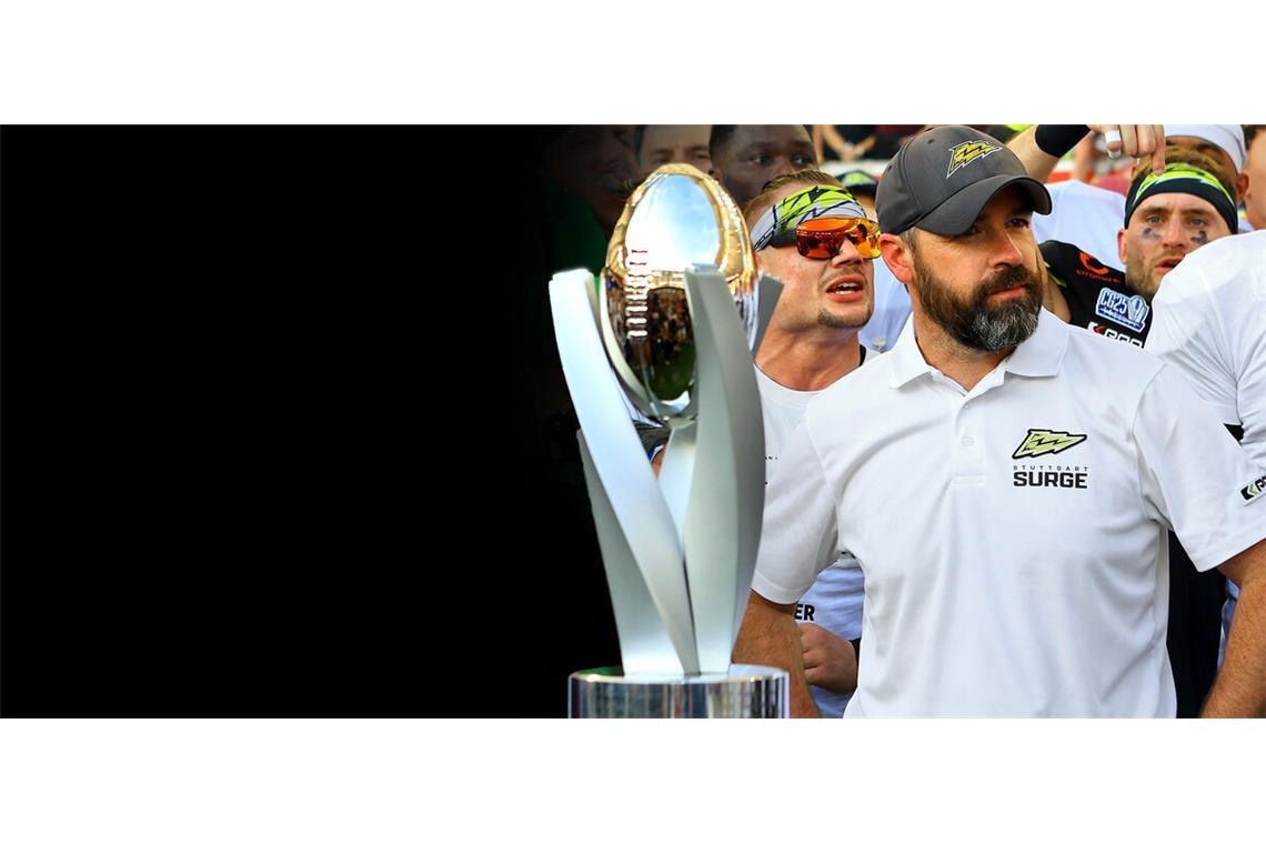 Chefcoach Jordan Neuman ist am Ziel: Meister mit den Footballern von Stuttgart Surge.
