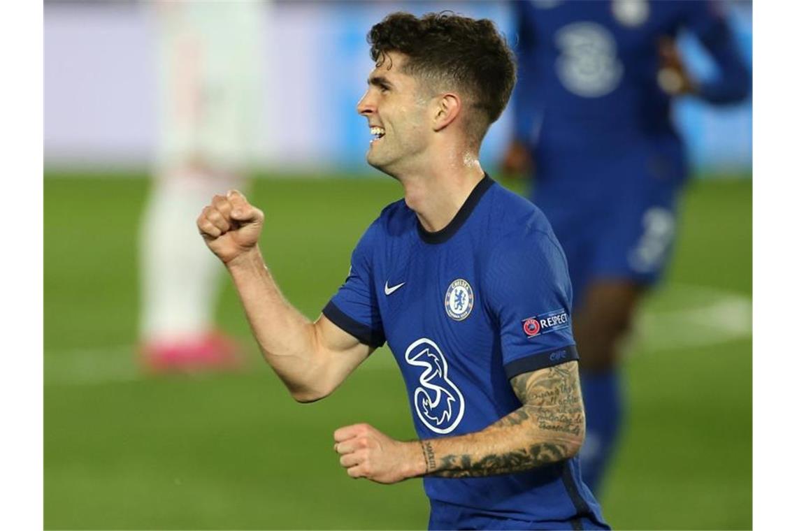 Tuchel mit Chelsea auf Kurs Finale - Remis bei Real Madrid Christian Pulisic vom FC Chelsea jubelt über sein Tor zum 1:0 gegen Real Madrid. Foto: Isabel Infantes/PA Wire/dpa