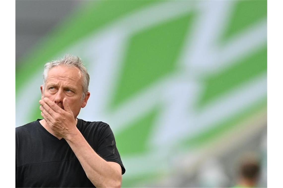 Christian Streich, der Trainer vom SC Freiburg. Foto: Sascha Steinbach/epa Pool/dpa