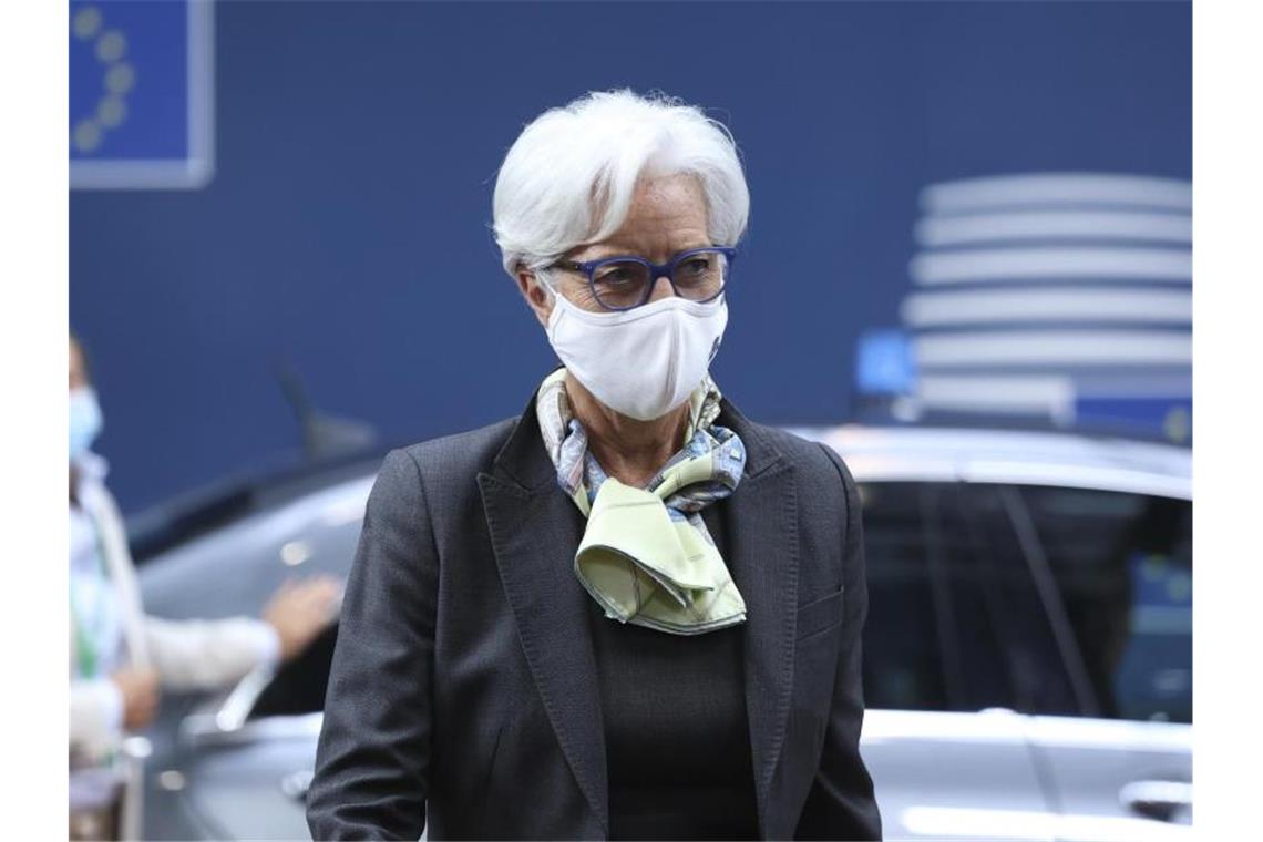 Christine Lagarde zeigt sich moderat optimistisch. Foto: Aris Oikonomou/Pool AFP/AP/dpa