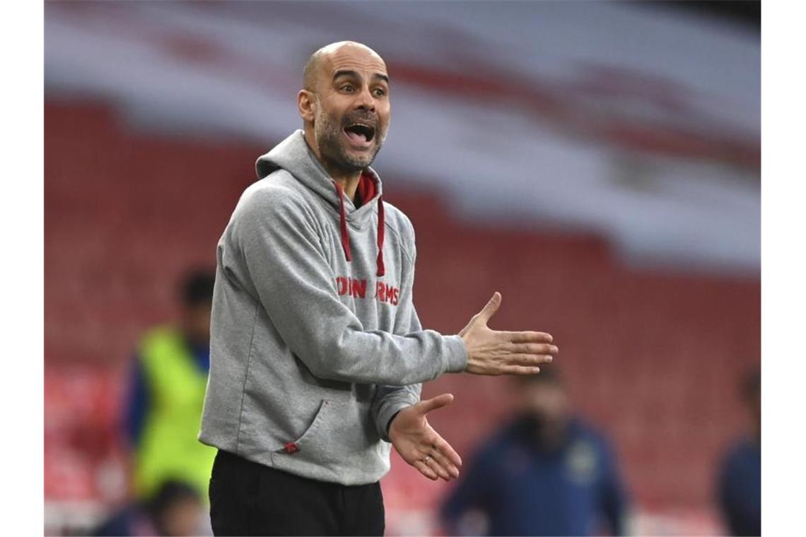 City-Coach Pep Guardiola lehnt die Idee, die WM alle zwei Jahre stattfinden zu lassen, nicht ab. Foto: Shaun Botterill/Pool Getty/AP/dpa