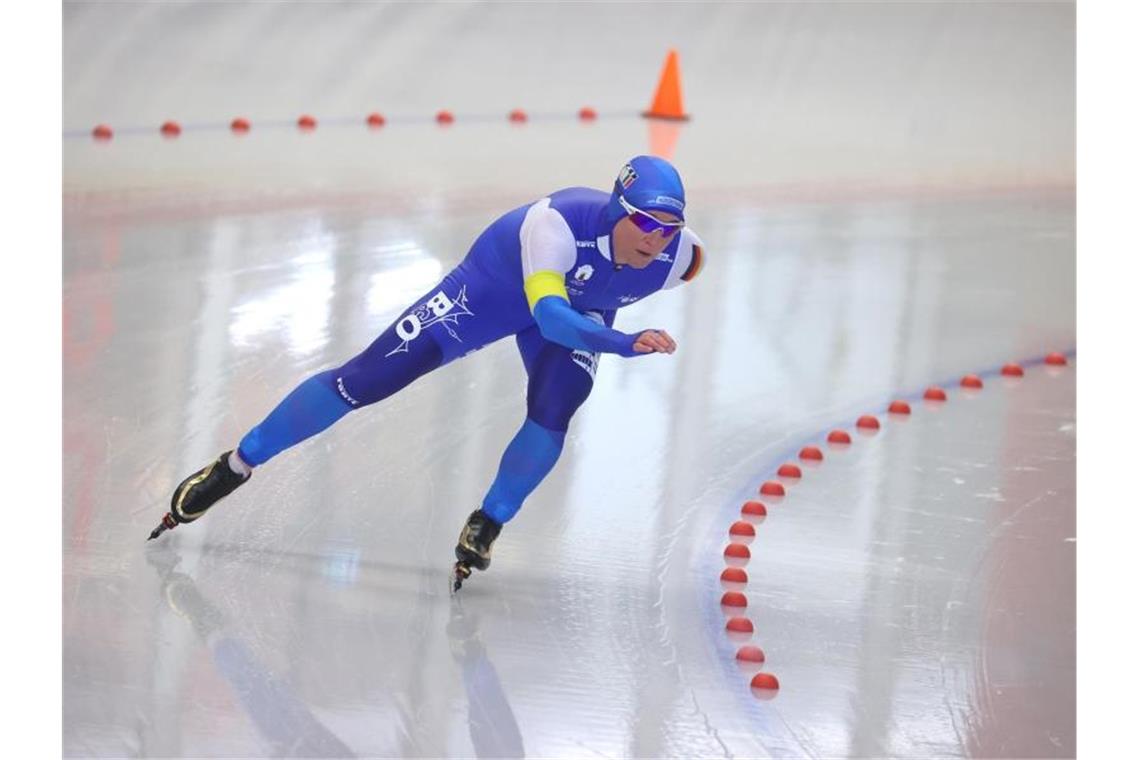 41. Titel: Claudia Pechstein gewinnt auch über 5000 Meter Claudia Pechstein gewann ihren 41. Titel bei deutschen Meisterschaften. Foto: Karl-Josef Hildenbrand/dpa