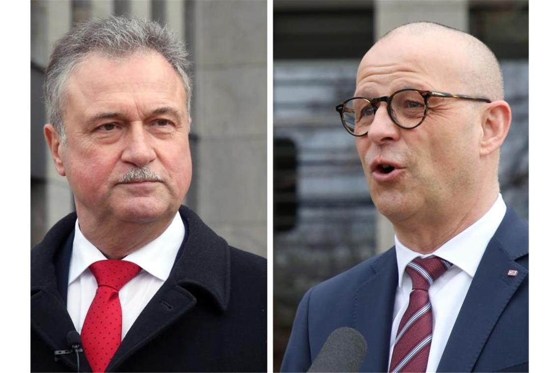 Bahn und GDL weiter uneins Claus Weselsky (l.), Vorsitzender der GDL, und Martin Seiler, Personalvorstand der Deutschen Bahn. Foto: Wolfgang Kumm/dpa