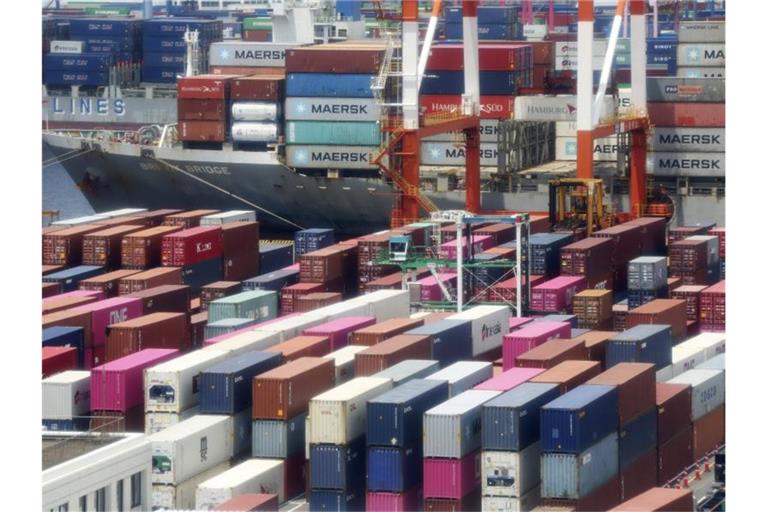 Container stapeln sich im Hafen von Yokohama. Foto: Koji Sasahara/AP/dpa