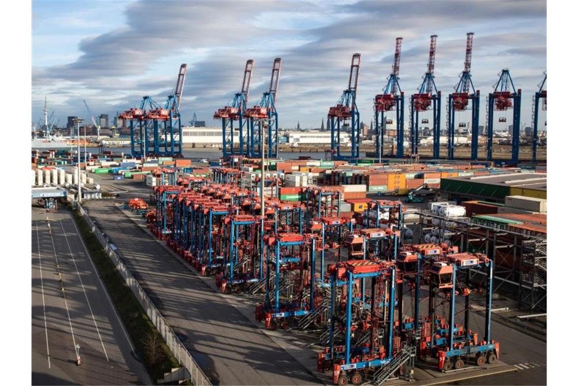 Containerumschlag im Hamburger Hafen. Foto: Christian Charisius/dpa