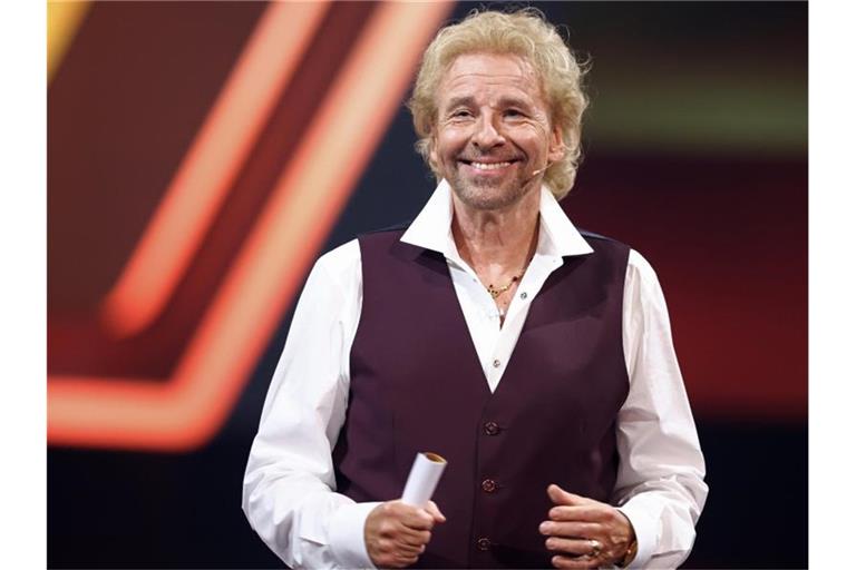 Cooler Quotensieger: Thomas Gottschalk in der Jubiläumsshow von "Wetten, dass..?". Foto: Daniel Karmann/dpa