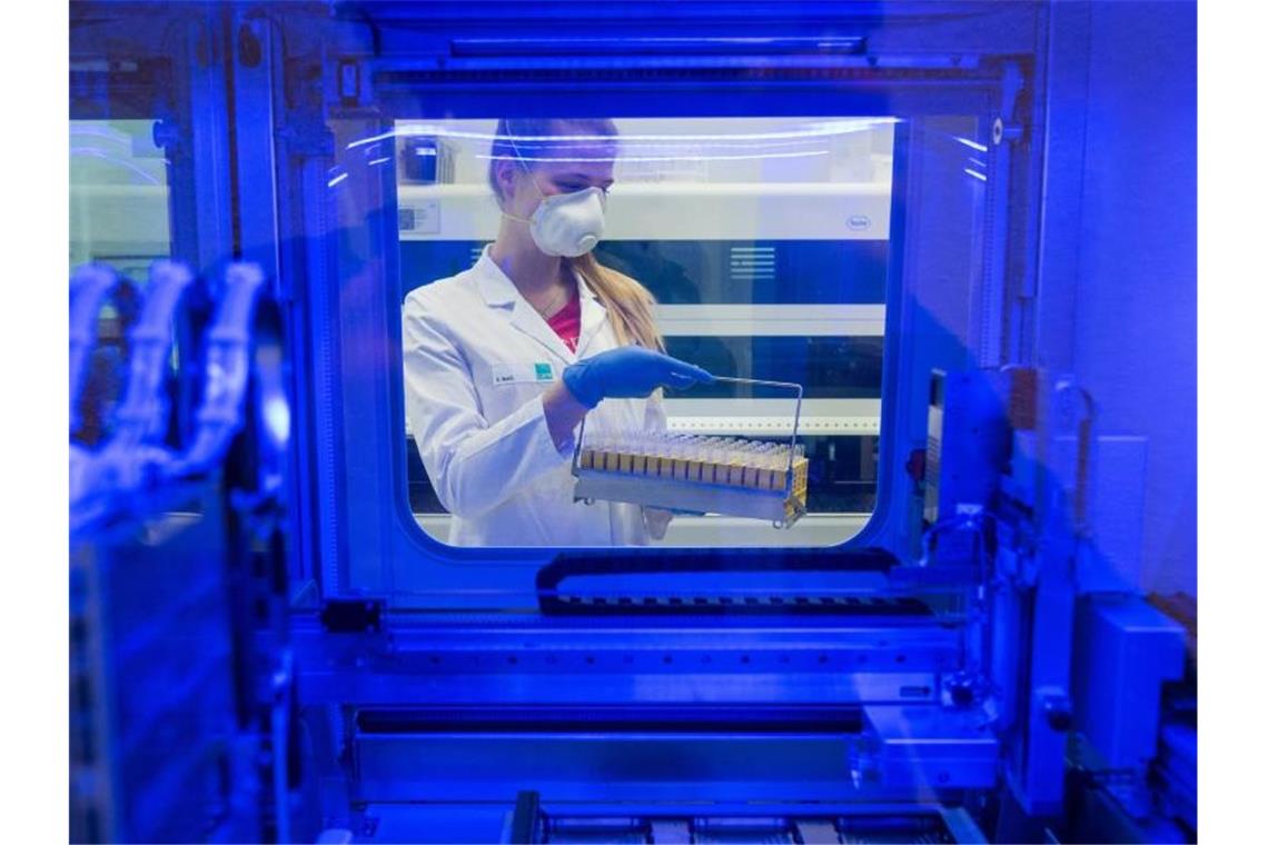 RKI meldet 333 Neuinfektionen Corona-Tests in einem Labor in Schleswig-Holstein. Foto: Daniel Bockwoldt/dpa