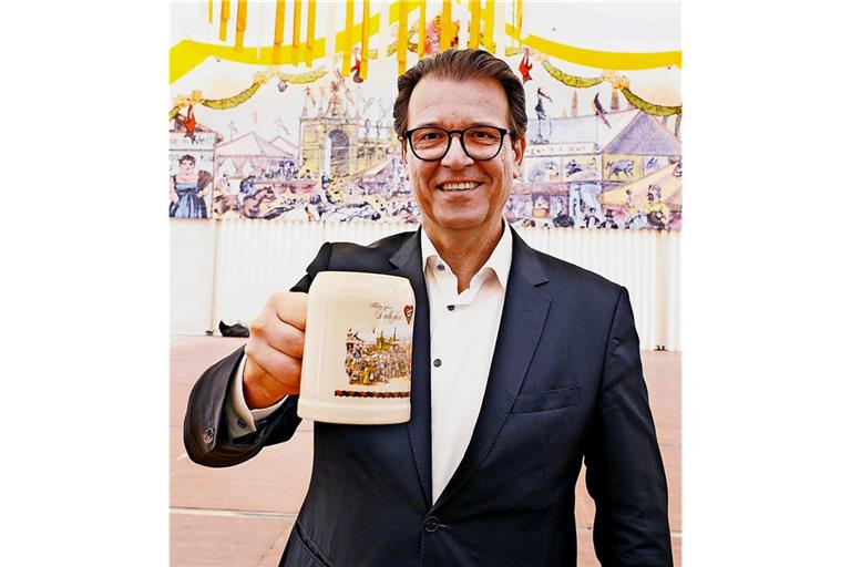 Da war die Welt in Ordnung: Michael Schmücker beim Historischen Volksfest 2022.