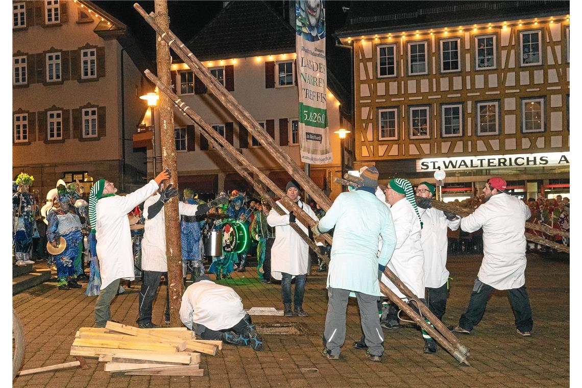 Dämmerungsumzug mit dem Stellen des    Narrenbaums