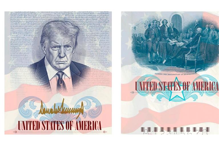 Das Abbild des US-Präsidenten wird bald auf der Innenseite einer Sonderausgabe amerikanischer Reisepässe zu sehen sein.