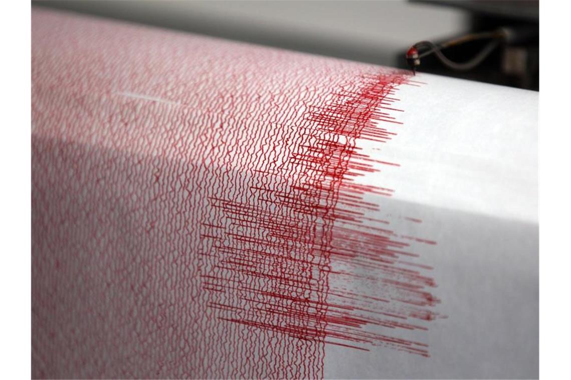 Das Archivfoto zeigt einen Seismograph, der Ausschläge bei einem Erdbeben misst. Foto: Oliver Berg/dpa