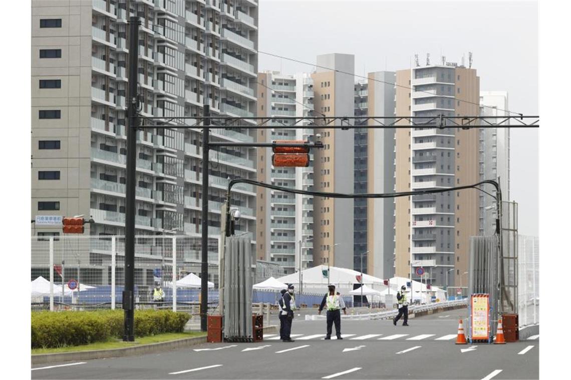 Das Athletendorf für die Olympischen Spiele in Tokio steht im Hafenviertel Harumi. Foto: ---/Kyodo/dpa