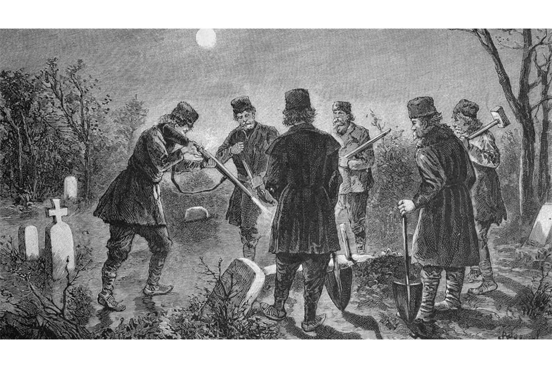 Das Bannen eines Vampirs in Rumänien (historisches Bild um 1893).