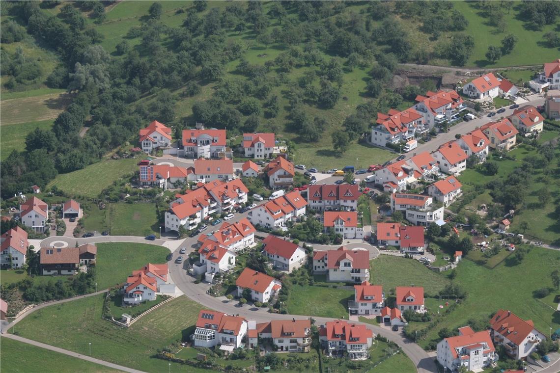 Keine Mehrheit für Häuser auf Stelzen in Auenwald Das Baugebiet Stockrain im Norden von Unterbrüden. Foto: privat