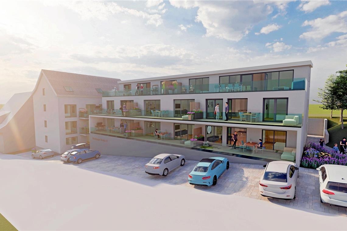 Das Bebauungskonzept der Ettle&Stuhlmann GmbH sieht 18 Wohnungen in zwei Gebäuden vor. Visualisierung: Ettle&Stuhlmann GmbH