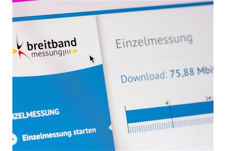 Das Ergebnis einer Downloadmessung auf der Desktop-App „Breitbandmessung.de“ der Bundesnetzagentur. Foto: Fernando Gutierrez-Juarez/dpa-Zentralbild/dpa