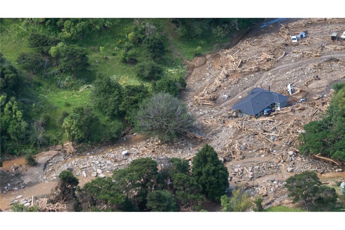 Das Foto zeigt das Ausmaß der Zerstörung nach einem Erdrutsch in Neuseeland.