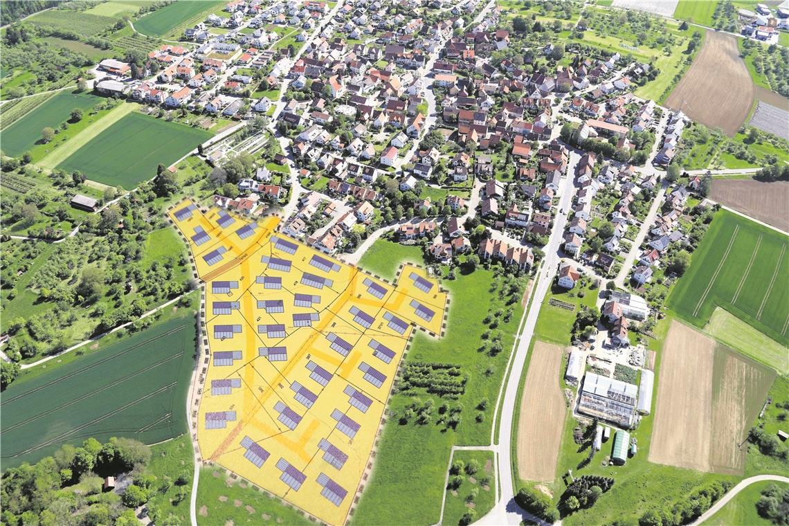 Das geplante Baugebiet Brühl am westlichen Ortsrand von Erbstetten (hier der erste Entwurf aus dem Jahr 2019) soll in diesem Jahr erschlossen werden. Foto: F. Muhl