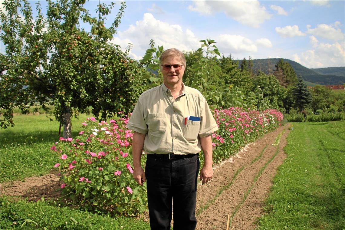 Das Grundstück seiner Eltern ist Andreas Wörners Lieblingsort. Der AfD-Kandidat verbringt gern Zeit in der Natur. Foto: M. Maier