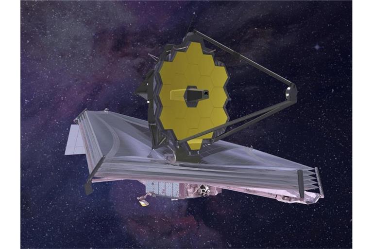 Das „James Webb“-Teleskop: Der mit Gold beschichtete Spiegel des Teleskops besteht aus 18 Waben. Foto: Northrop Grumman/Nasa/dpa