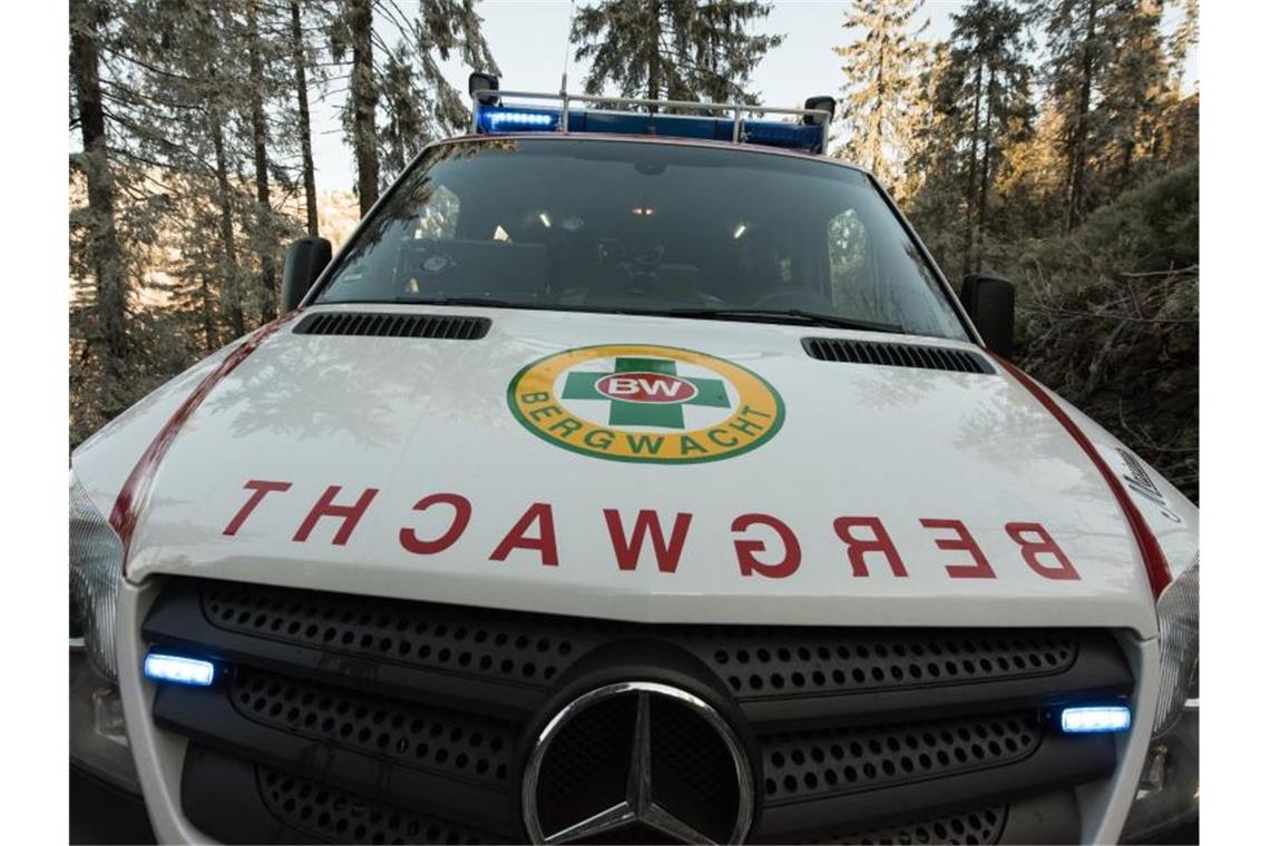 Das Logo der Bergwacht ist auf einem Einsatzfahrzeug zu sehen. Foto: picture alliance / Patrick Seeger/dpa/Symbolbild