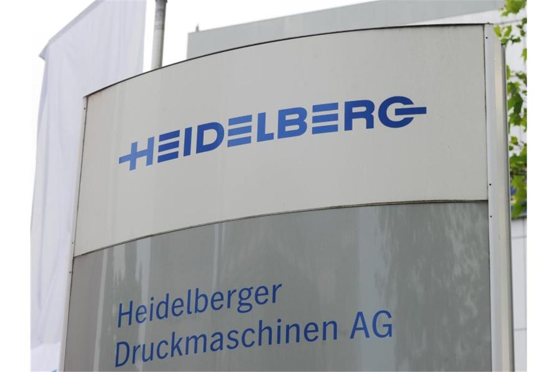 Das Logo der Heidelberger Druckmaschinen AG. Foto: Uli Deck/dpa/Archivbild
