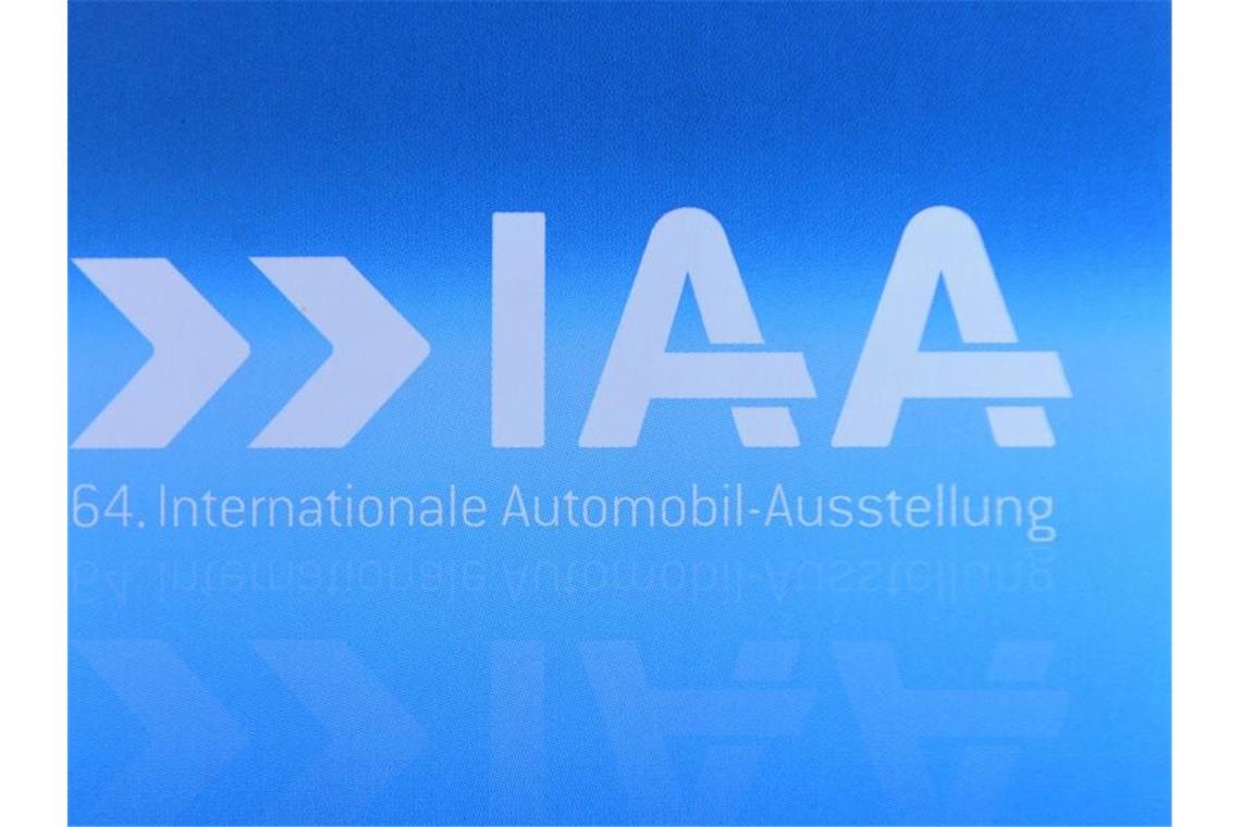 Das Logo der Internationalen Automobil-Ausstellung (IAA). Foto: Jens Kalaene/dpa-Zentralbild/dpa/Archivbild
