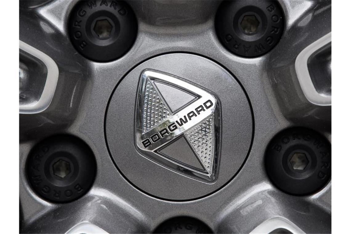 Autobauer Borgward baut nicht in Bremen Das Logo des Autobauers Borgward ist zu sehen. Foto: Sebastian Gollnow/Archivbild