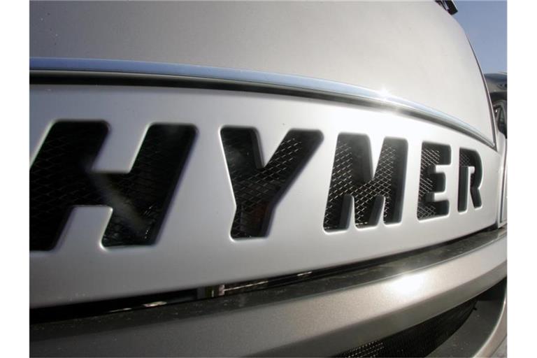 Das Logo des Wohnwagenherstellers Hymer AG. Foto: Patrick Seeger/Archivbild