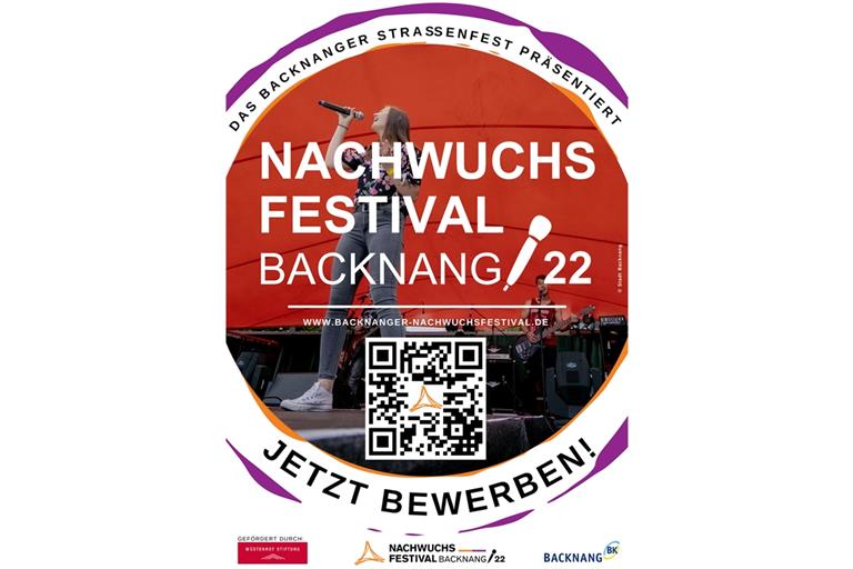 Das neue Plakat mit dem neuen Logo des Backnanger Nachwuchsfestivals und dem Aufruf: Jetzt bewerben! Foto: Stadt Backnang