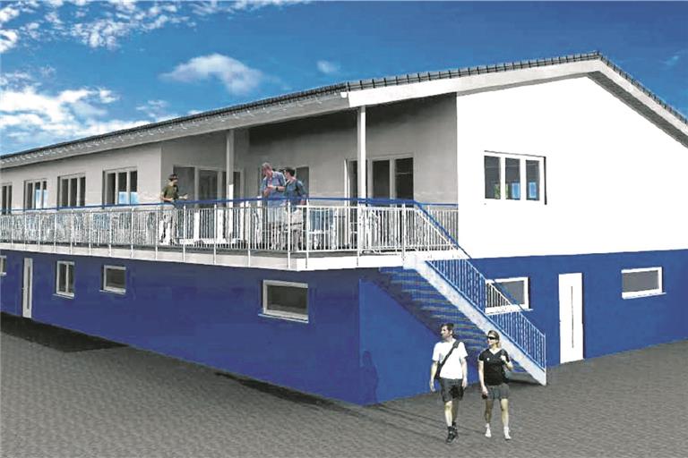 Das neue Sportheim des SVU soll auf der gleichen Grundfläche entstehen wie der abgebrannte Altbau. Der Sportbereich kommt ins Untergeschoss, die Gastronomie nach oben. Visualisierung: SVU