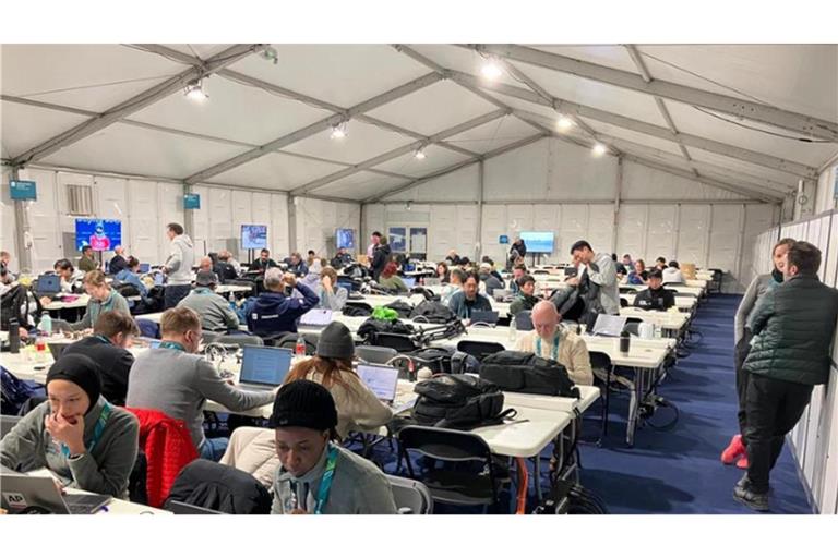 Das Pressezentrum in Cortina d’Ampezzo.