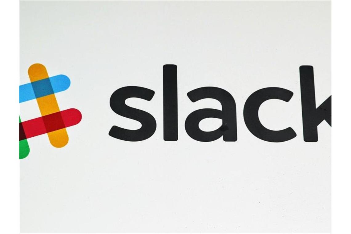 Das Slack-Logo, aufgenommen im Hauptquartier des Unternehmens in San Francisco. Foto: Christoph Dernbach