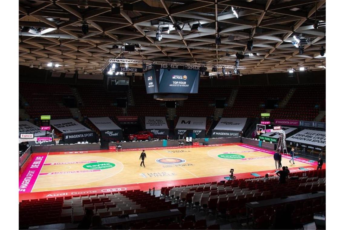 Corona-Fälle bei Basketball-Pokal sorgen für Termindruck Das Spielfeld im Audidome in München. Foto: Sven Hoppe/dpa/Archivbild