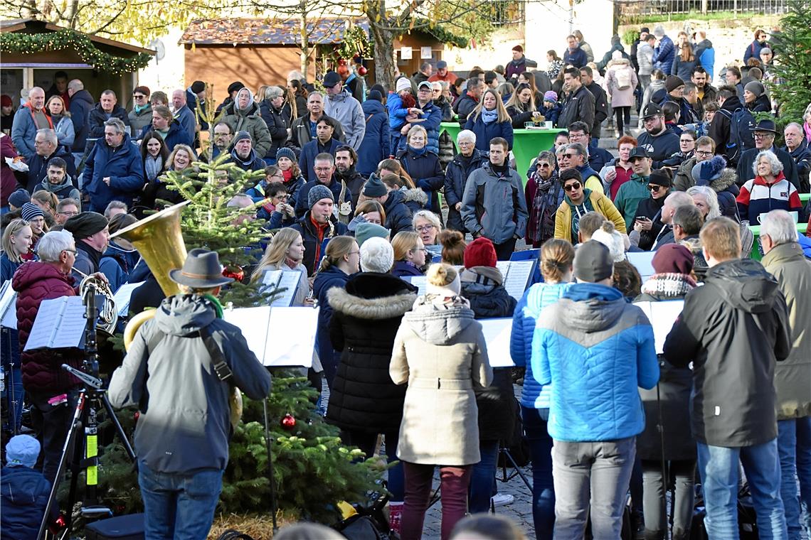 Das städtische Blasorchester mit Dirigent Christian Wolf.