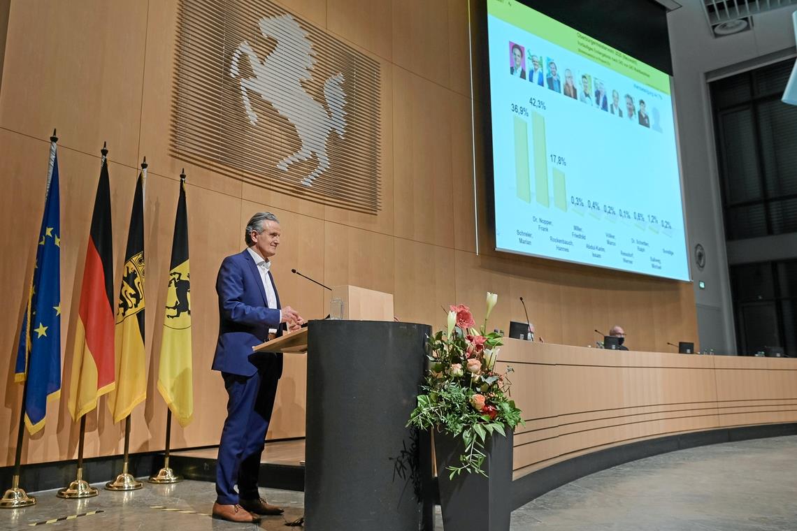 Das Stuttgarter Rathaus ist Frank Noppers neuer Arbeitsplatz. Wer ihn in Backnang beerben wird, entscheidet sich im März.Foto: L. Piechowski