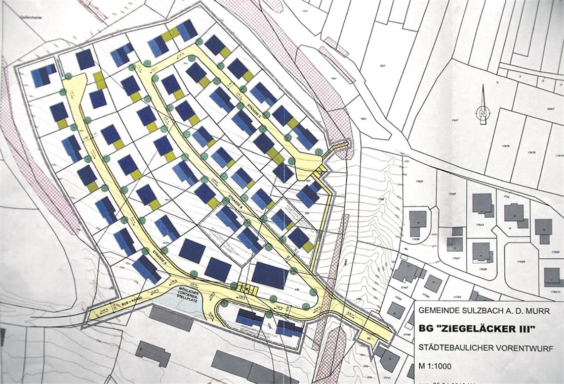 Das Sulzbacher Baugebiet Ziegeläcker III soll nur über die Margarethenstraße erreichbar sein. Das wollen die Anwohner dieser Straße nicht. Nur für den Linienbus soll es eine Verbindung nach Lautern geben. Das lehnen jedoch die Bürger von Lautern ab. Sie befürchten, dass viele Bewohner des Gebiets Ziegeläcker die Straße unerlaubt als Abkürzung benutzen. Zeichnung: LK&P